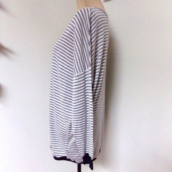 Joie Grey and White Striped V Neck Sweater - Picture 5 of 6